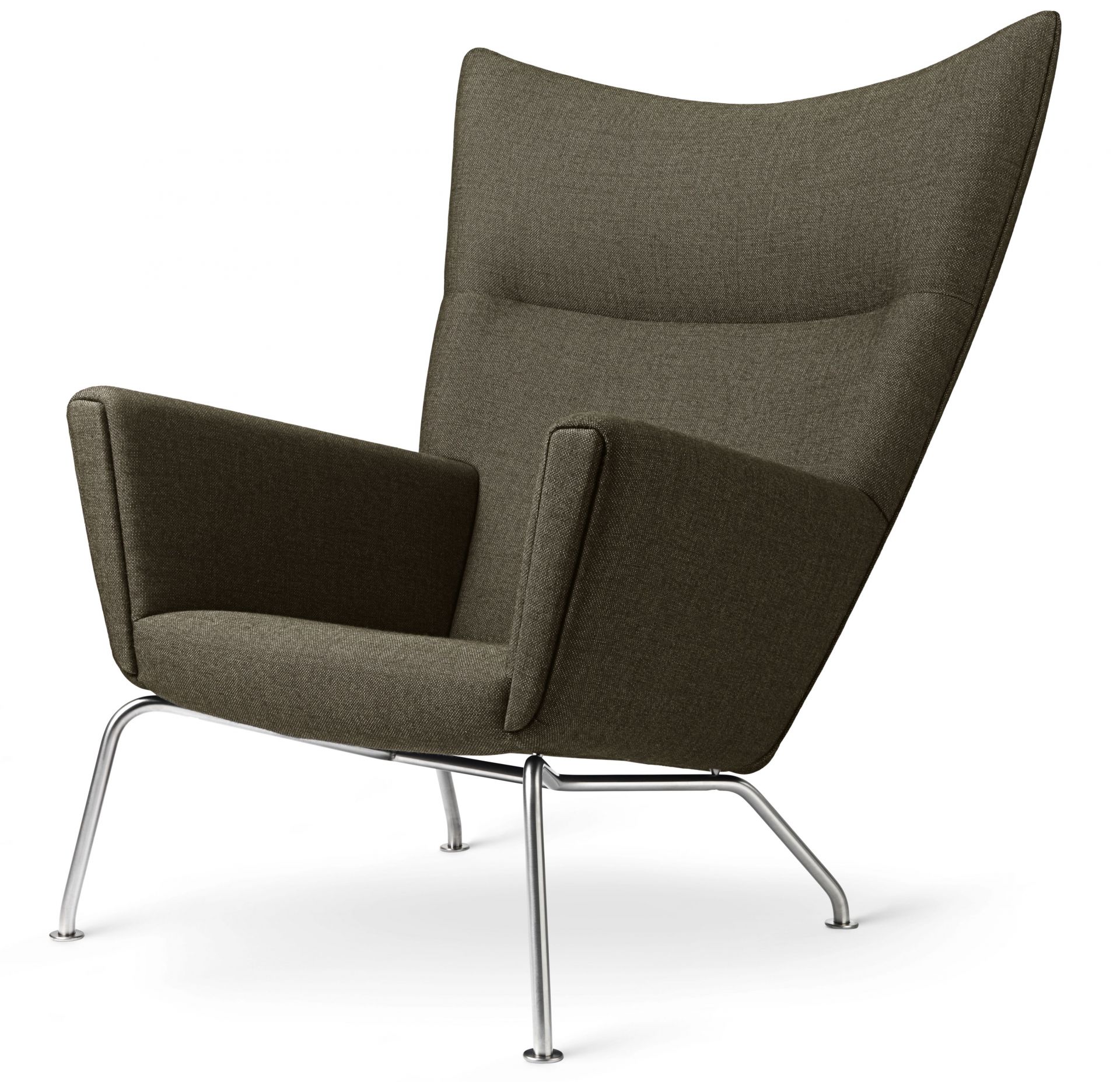 CH445 Sessel von Carl Hansen & Søn, brauner Stoffbezug und Stahlgestell. Designklassiker.